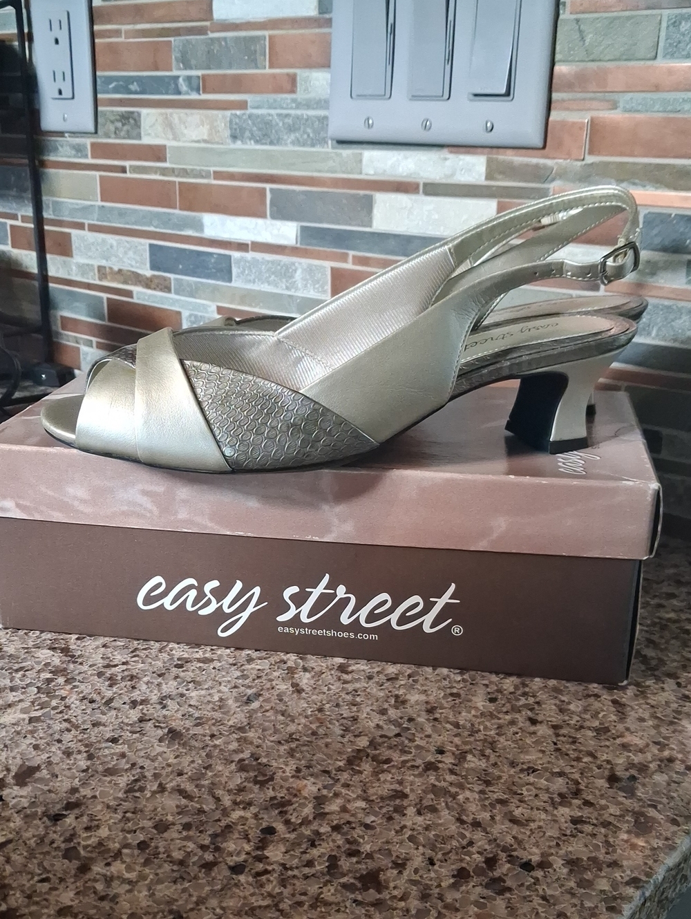 Easy Street Metallic Slingback Low Heels